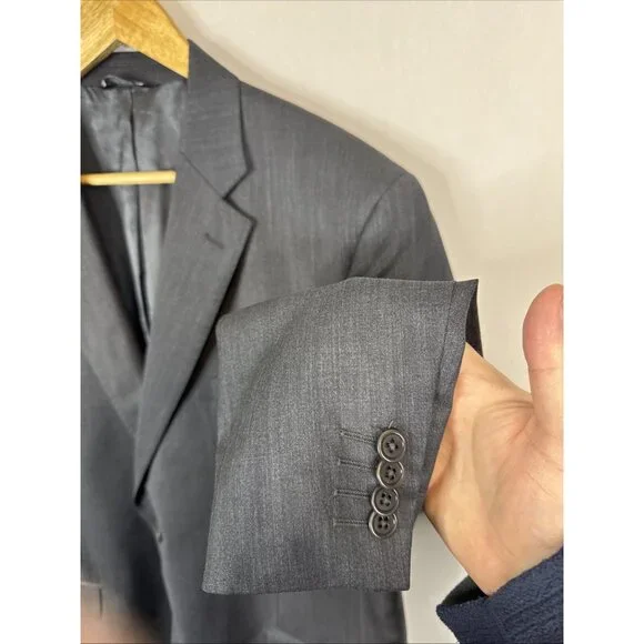 Saks Fifth Avenue Black Ermenegildo Zegna Wool Blazer Men’s 44R Gray Made Italy